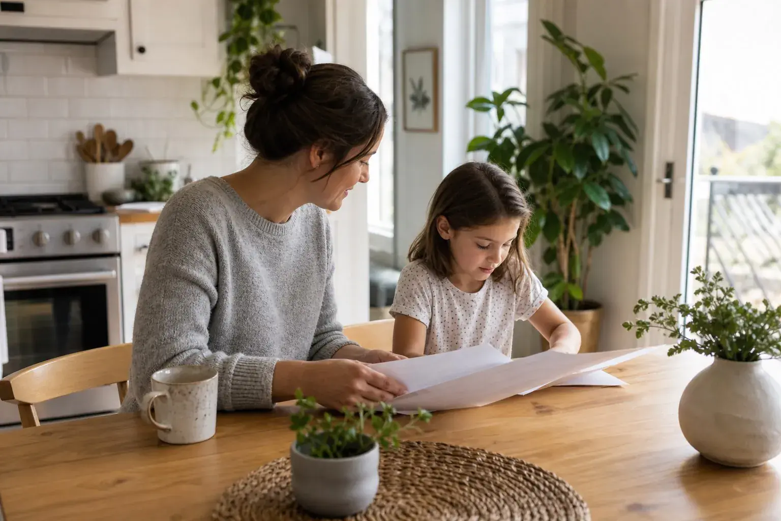 Family reviewing education savings